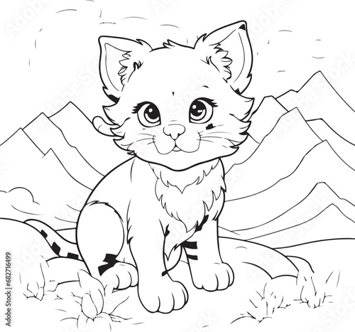 cute hand drawn tiger coloring page illustration