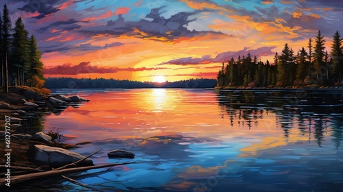 beautiful Sunset Lakeside View