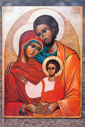 Obraz na płótnie Holy family Icon in Notre Dame des Foyers catholic church, Paris, France