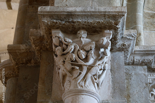 Saint Mary Magdalene basilica, Vezelay, France. Capital photo