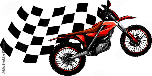 Illustration vector graphic Motocross with race flag photo