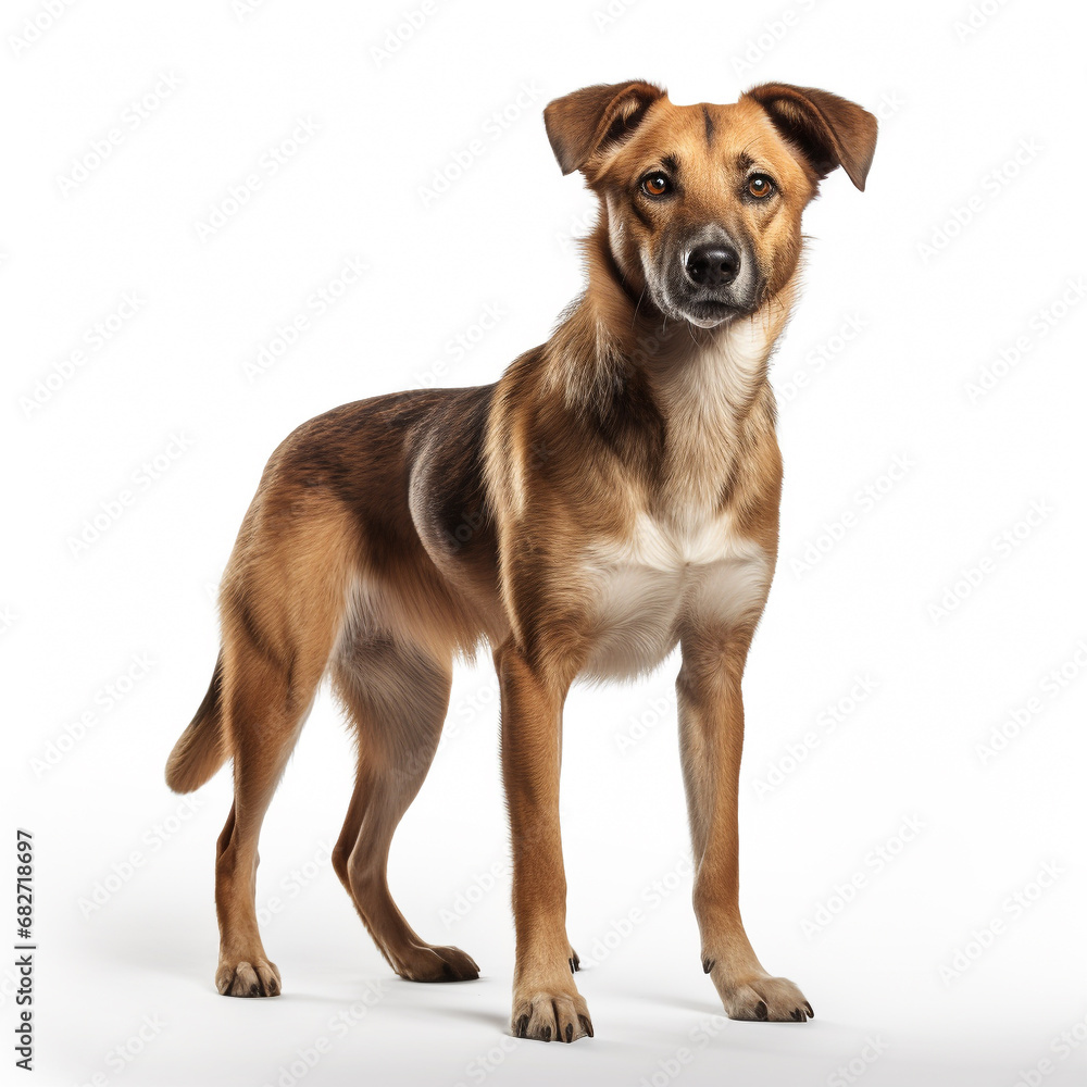 Dog standing isolated on white background