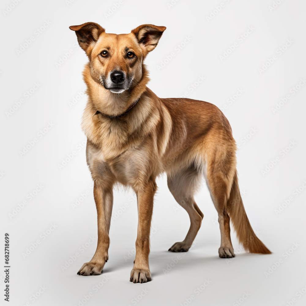 Dog standing isolated on white background