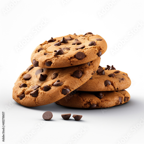 Cookies with chocolate chips isolated on white background