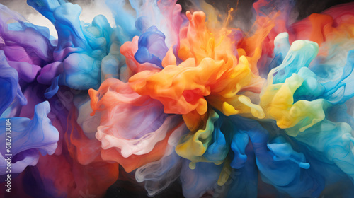 watercolor abstract art, fractals, 3d smoke, rainbow color palette - Generative AI