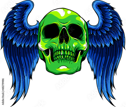 Skull with Wings Vector Illustration design art photo