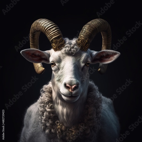 Portrait of a majestic Sheep with a crown © somsong