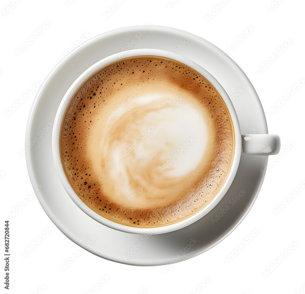 cups of hot coffee, PNG, dicut, isolated background, top view. cups of hot coffee, PNG, dicut, isolated background, top view.