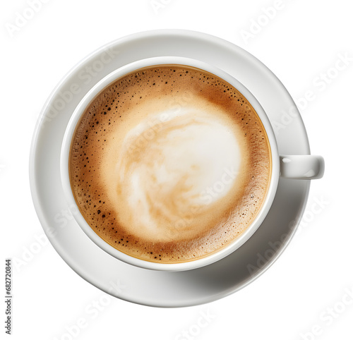 cups of hot coffee, PNG, dicut, isolated background, top view.