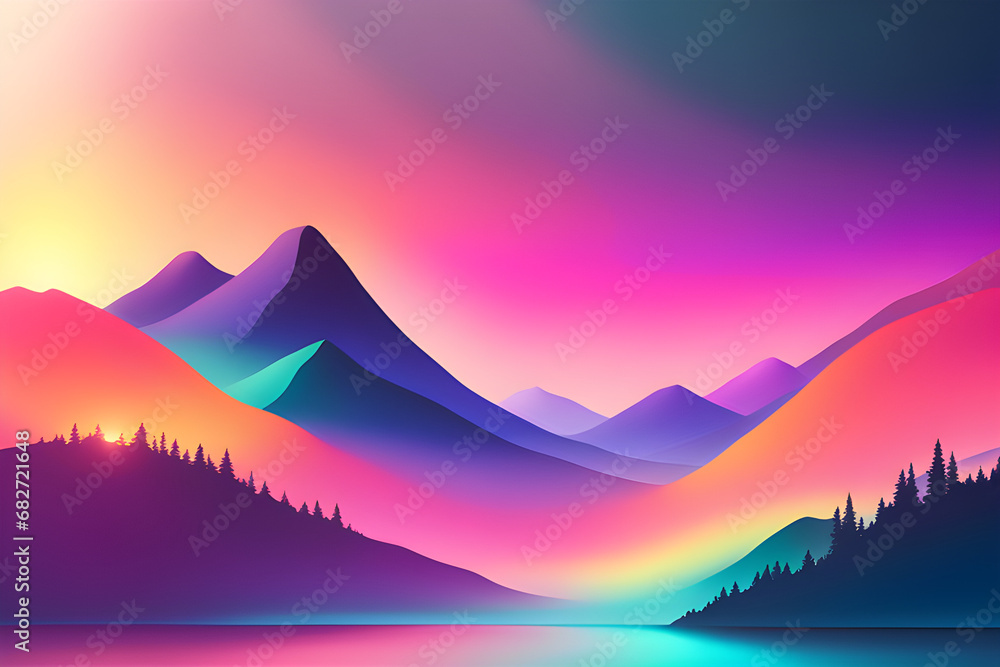 Naklejka premium Beautiful Nature in gradient colors