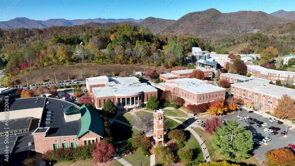 aerial push in fall over western carolina university aerial push in fall over western carolina university