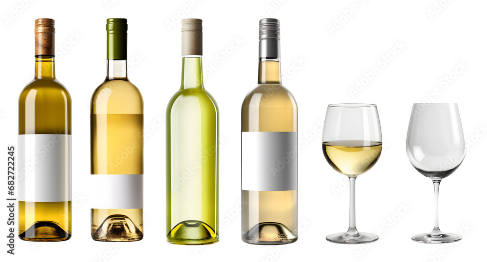 Set of white wine bottle with blank label and wine glass filled and empty on transparent background cutout, PNG file. Mockup template for artwork graphic design
Set of white wine bottle with blank label and wine glass filled and empty on transparent background cutout, PNG file. Mockup template for artwork graphic design