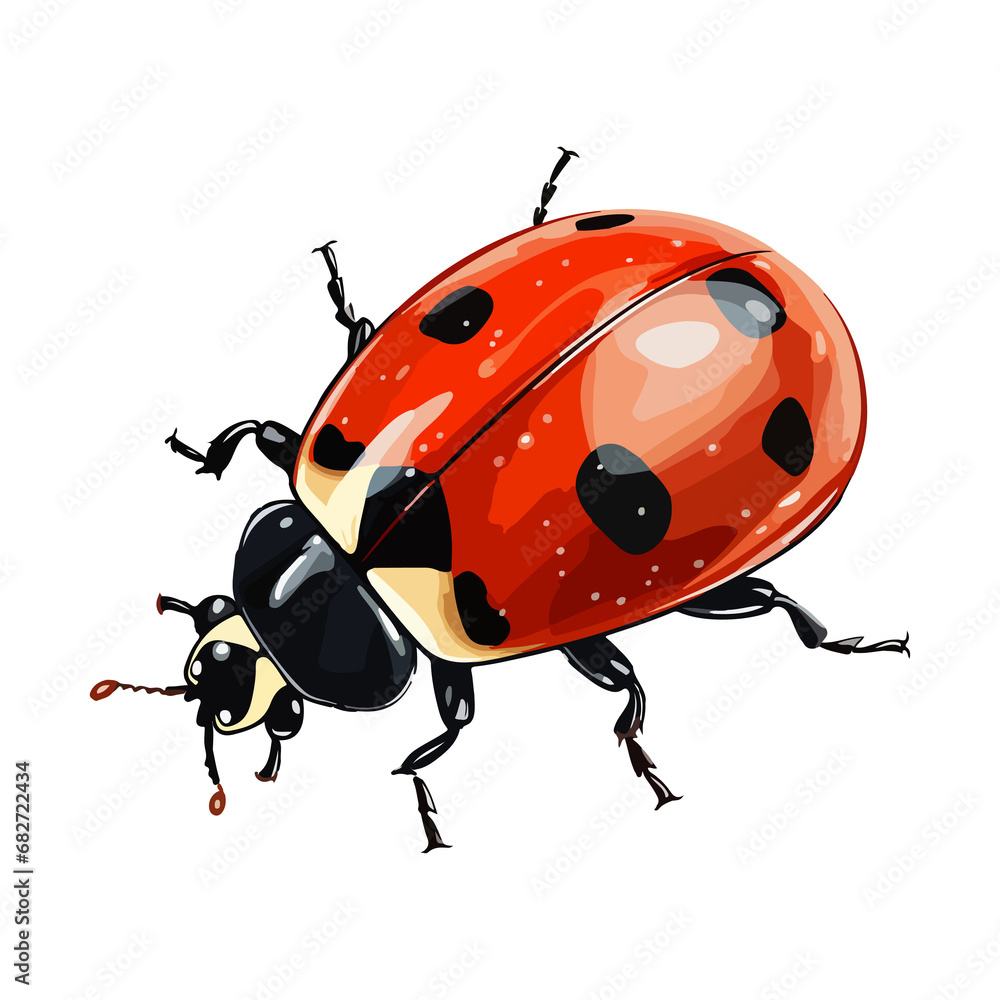 Fototapeta premium Lady bugs animal in cartoon style on transparent background, Lady bug sticker design.