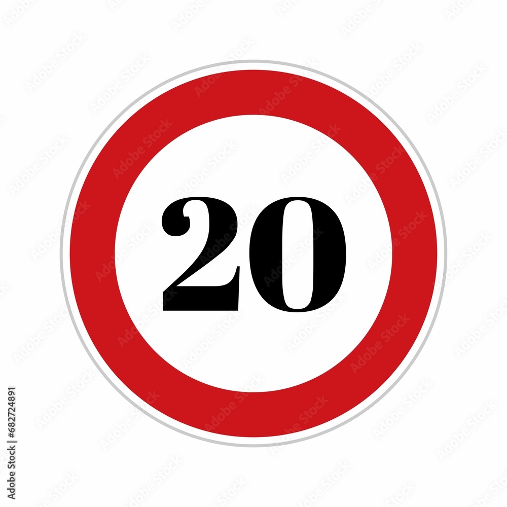 20 speed sign board, road side sign board for control speed. Road ...