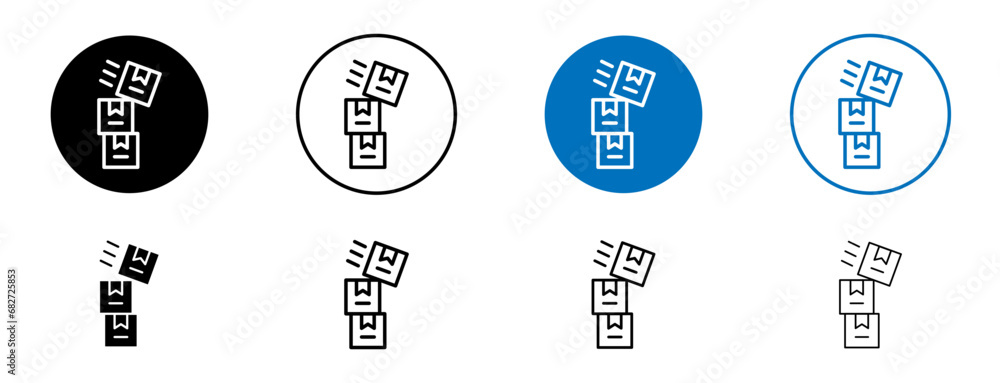 Overflow Shipment line icon set. Overflow shipment line symbol in black and blue color.