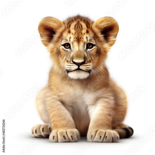 Cute baby lion isolated on white background © Diana