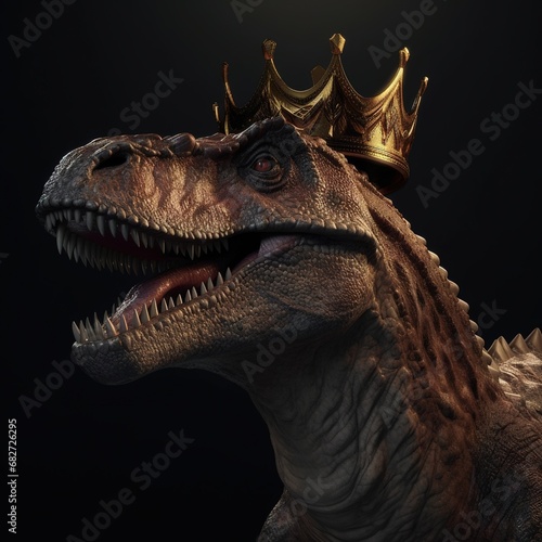 Portrait of a majestic t rex with a crown © somsong