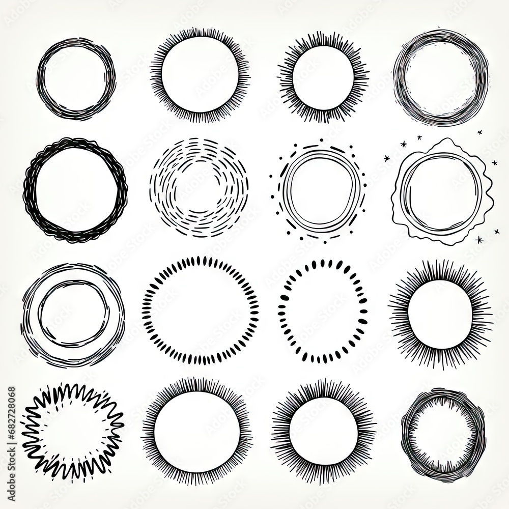 Round Doodle Borders, Hand Drawn Scribble Circle Frames Collection, Set of Pencil Art, Element, Ring Round Doodle Borders, Hand Drawn Scribble Circle Frames Collection, Set of Pencil Art, Element, Ring