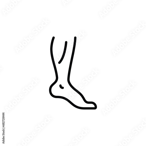 Leg, calf, and foot outline icon. Vector illustration. The isolated icon suits the web, infographics, interfaces, and apps.