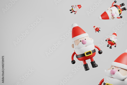 3d character Santa Claus. New Year's banner. Christmas poster. Copy space