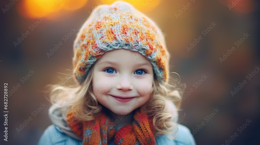 A little girl wearing a beret on an autumn day A little girl wearing a beret on an autumn day