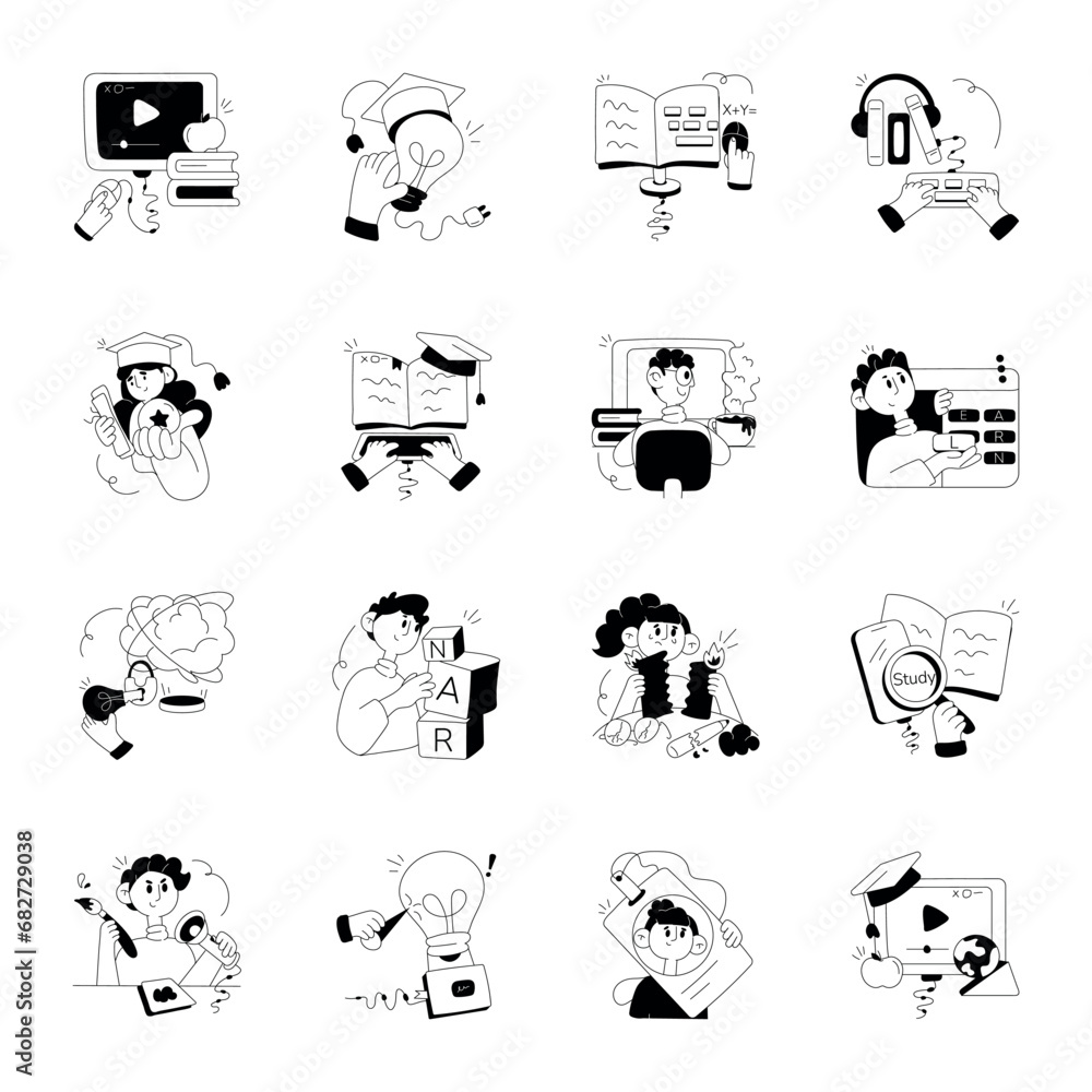 Fototapeta premium Bundle of Knowledge Hand Drawn Illustrations