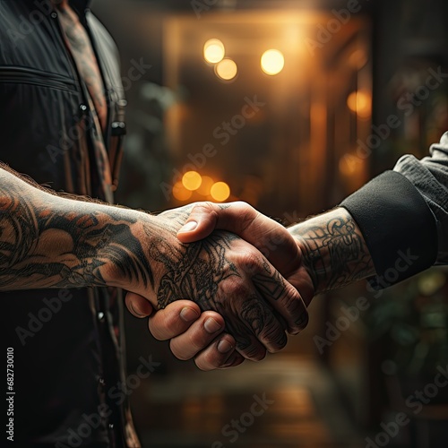 Handshake Tattoo Artist and Client Tattoo photo