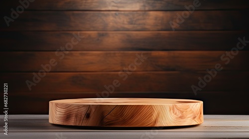Nordic Wooden Podium with Hygge Background