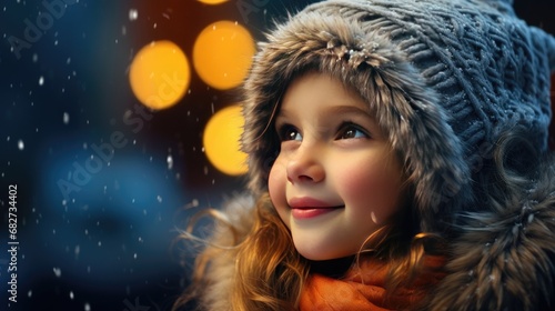 An adorable little child dressed for winter. Generative Ai.