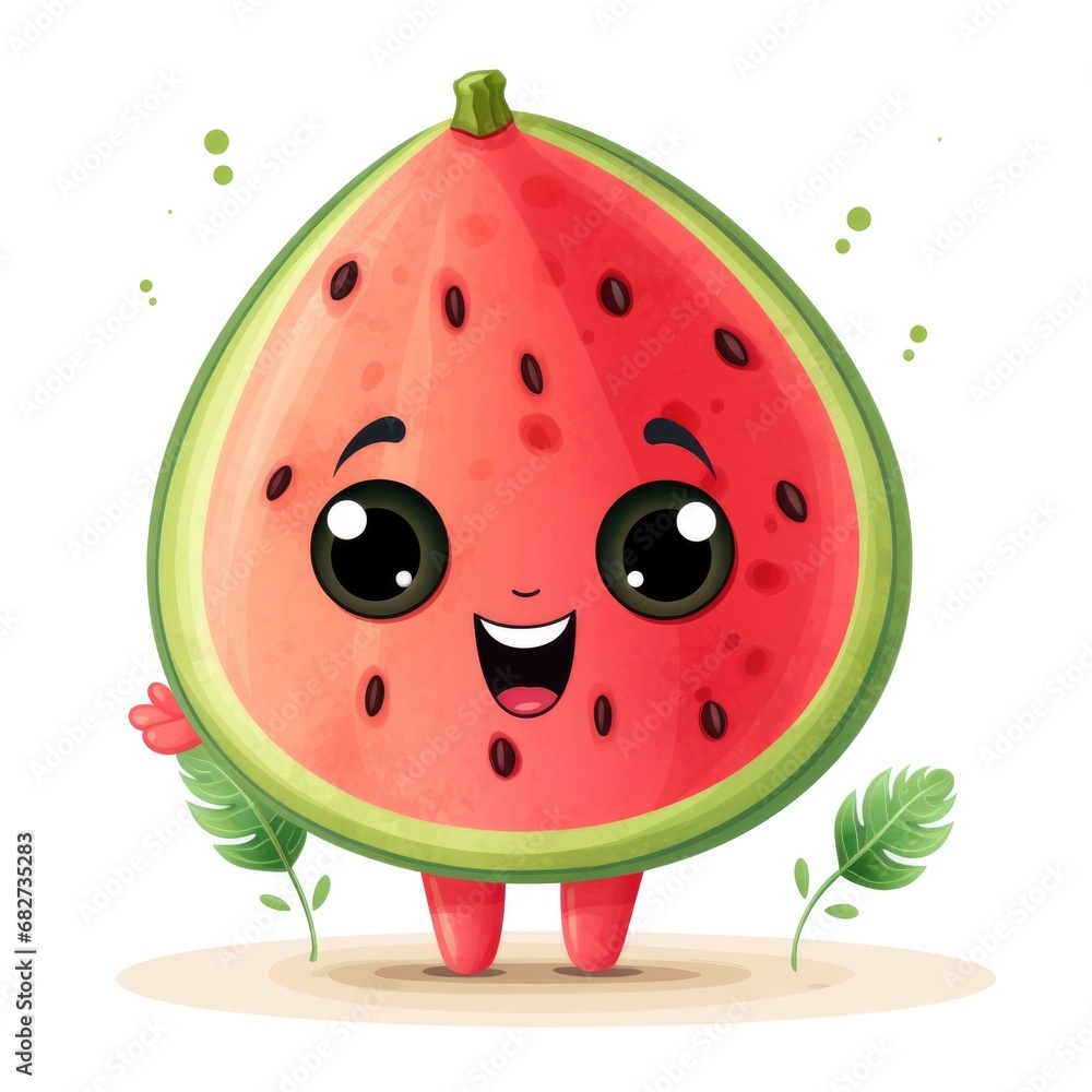 Cute cartoon 3d character watermelon with eyes on white background Cute cartoon 3d character watermelon with eyes on white background