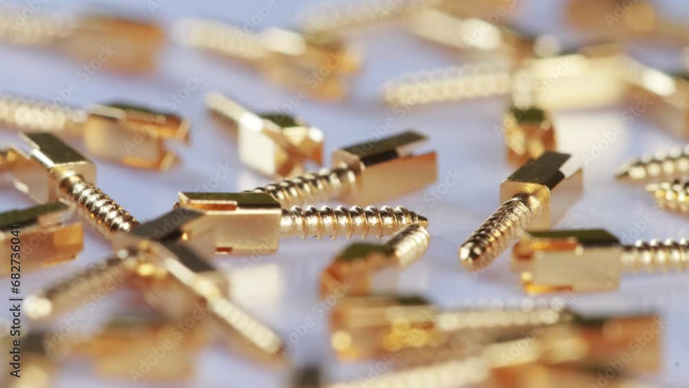 Small Tooth Pin Many rotating titanium dental pins on a white background. The concept ...