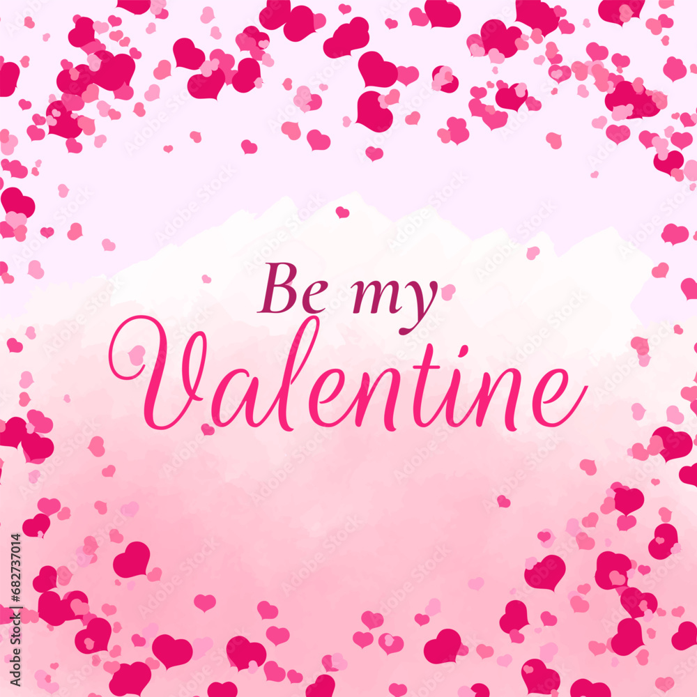 Be my Valentine card with pink love background