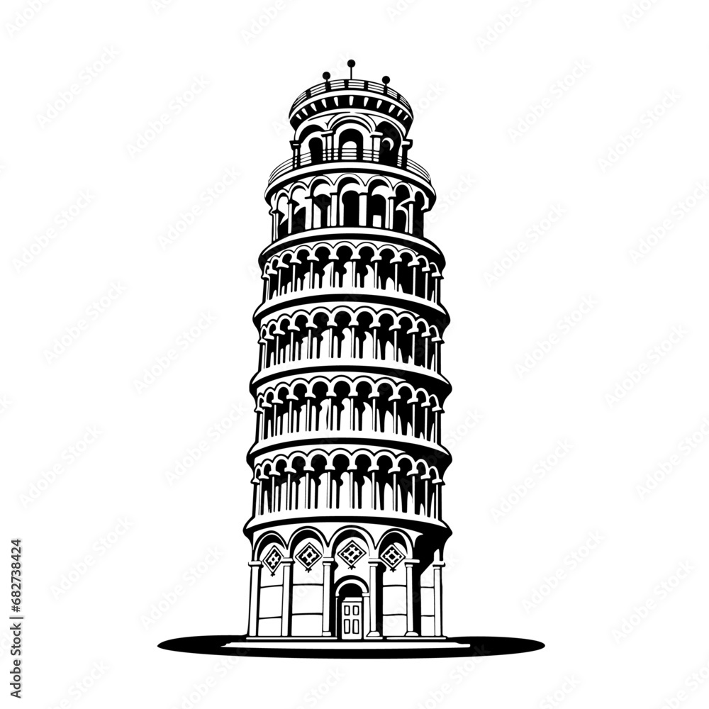 Obraz premium The Leaning Tower of Pisa is a landmark of Italy. Vector illustration on white background