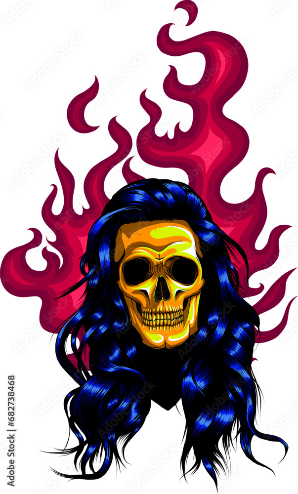 Illustration of skull girl on white background. vector design digital hand draw Illustration of skull girl on white background. vector design digital hand draw