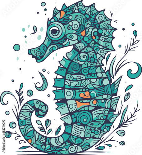 Seahorse zentangle hand drawn doodle vector illustration