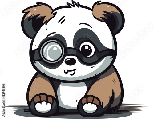 Fototapeta Naklejka Na Ścianę i Meble -  Cute panda with glasses vector illustration on white background