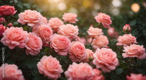 Pink roses in garden