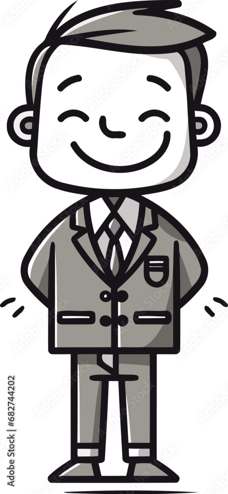 Smiling businessman cartoon character wearing suit vector illustration