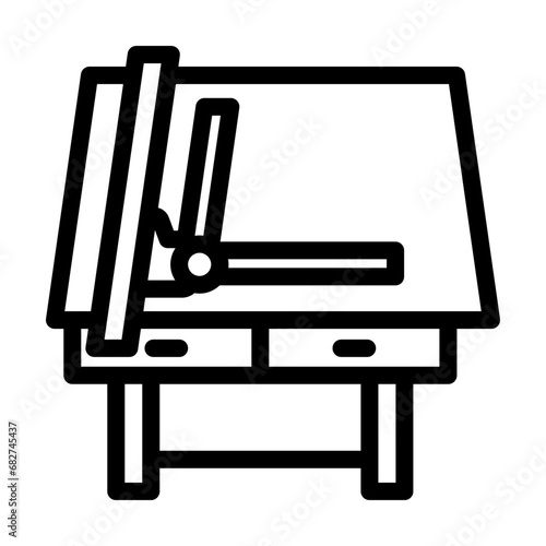 drafting table architectural drafter line icon vector. drafting table architectural drafter sign. isolated contour symbol black illustration