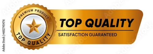 Top quality premium satisfaction guarantee emblem badge seal golden design isolated