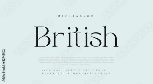 British Minimal alphabet fonts. Modern, Typography, Technology, Elegant, Fashion, Designs, Sans Serif fonts. Vector illustration