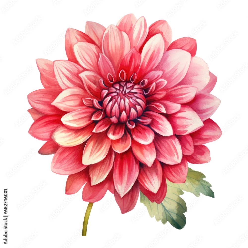 Fototapeta premium watercolor dahlia flowers illustration on a white background.