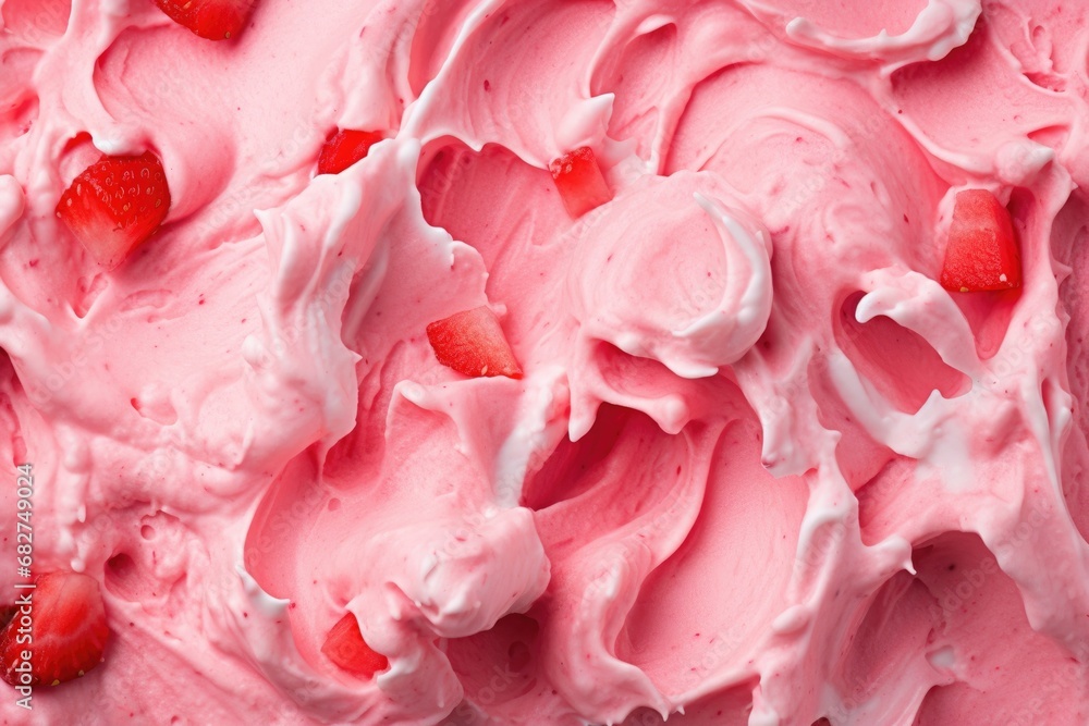 macro texture swirl of pink berries ice cream. macro texture swirl of pink berries ice cream.