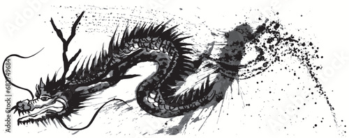 龍　辰年　手書きの毛筆イラスト