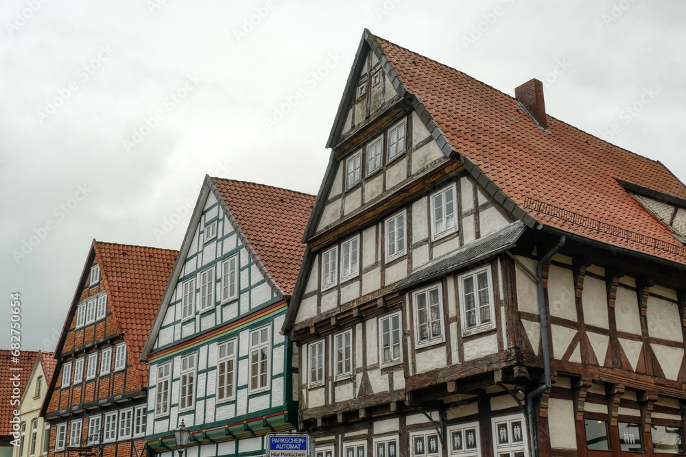 Schöne mittelalterliche Fachwerkfassaden in Celle