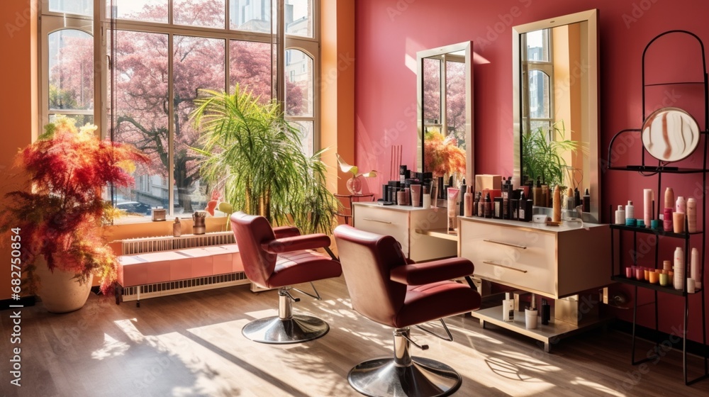 Room in Beauty Salon Featuring a Table by the Window