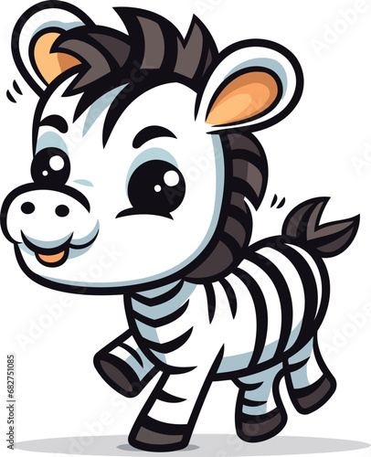 Zebra cute cartoon mascot character vector illustration