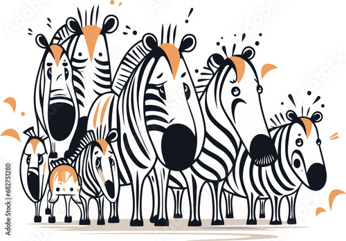 Zebra family vector illustration of a group of zebras