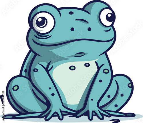 Cartoon blue frog isolated on a white background vector illustration