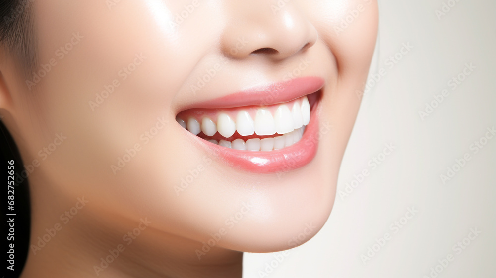 Fototapeta premium a beautiful young model woman smiling with clean teeth. used for a dental ad isolated on white background